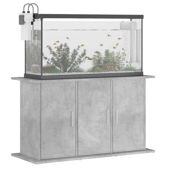 Meuble Aquarium Bois Ingénierie avec Rangement 6 Portes pour Salon Gris Béton - ComfortXL Outdoor Living - Image 4