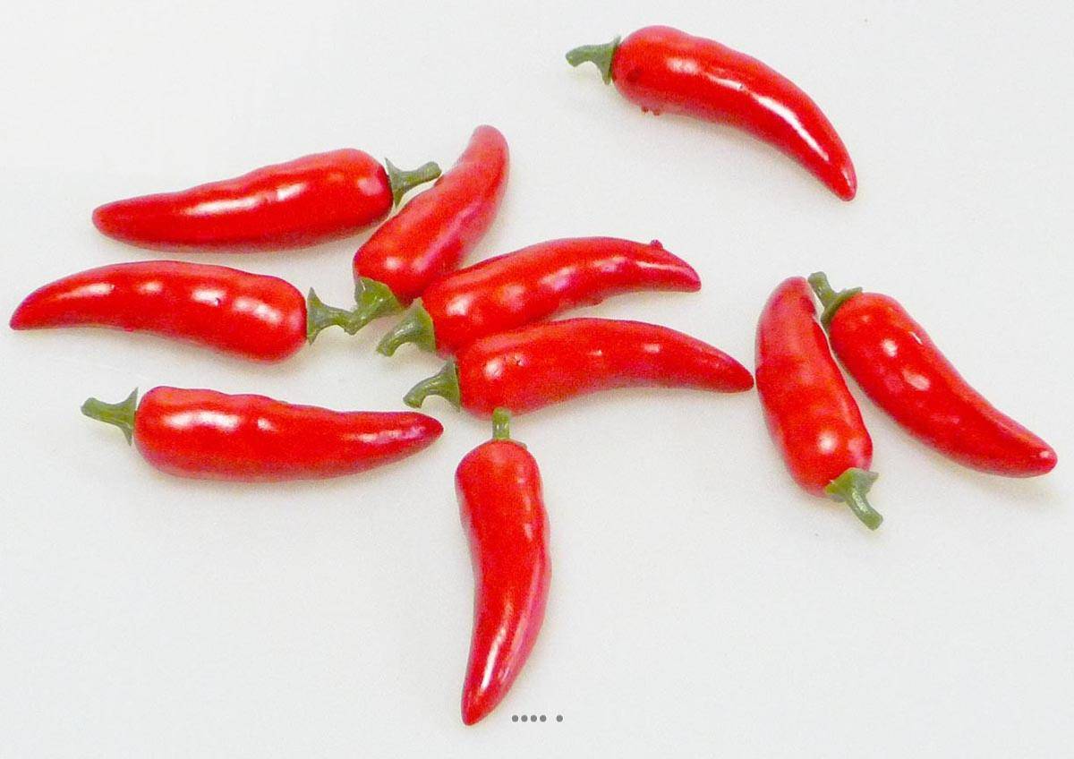 Artificielles - Piment Rouge artificiel petit du mexique en lot de 10 L 6 cm