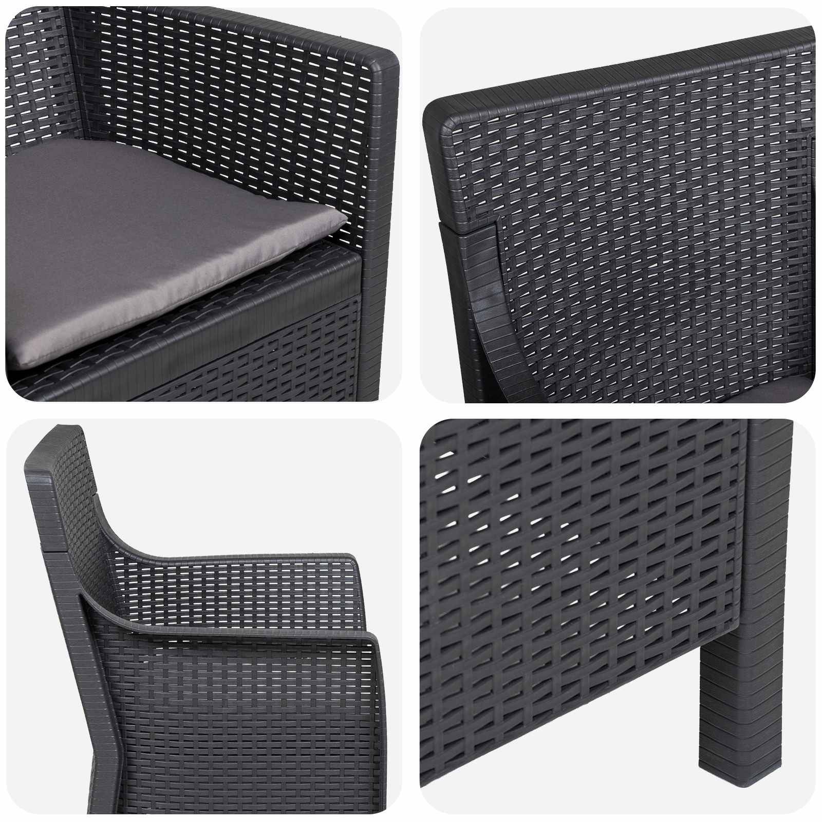 Fauteuil polypropylène anthracite 54 x 55 x 89 cm - PANGIVO - Image 4