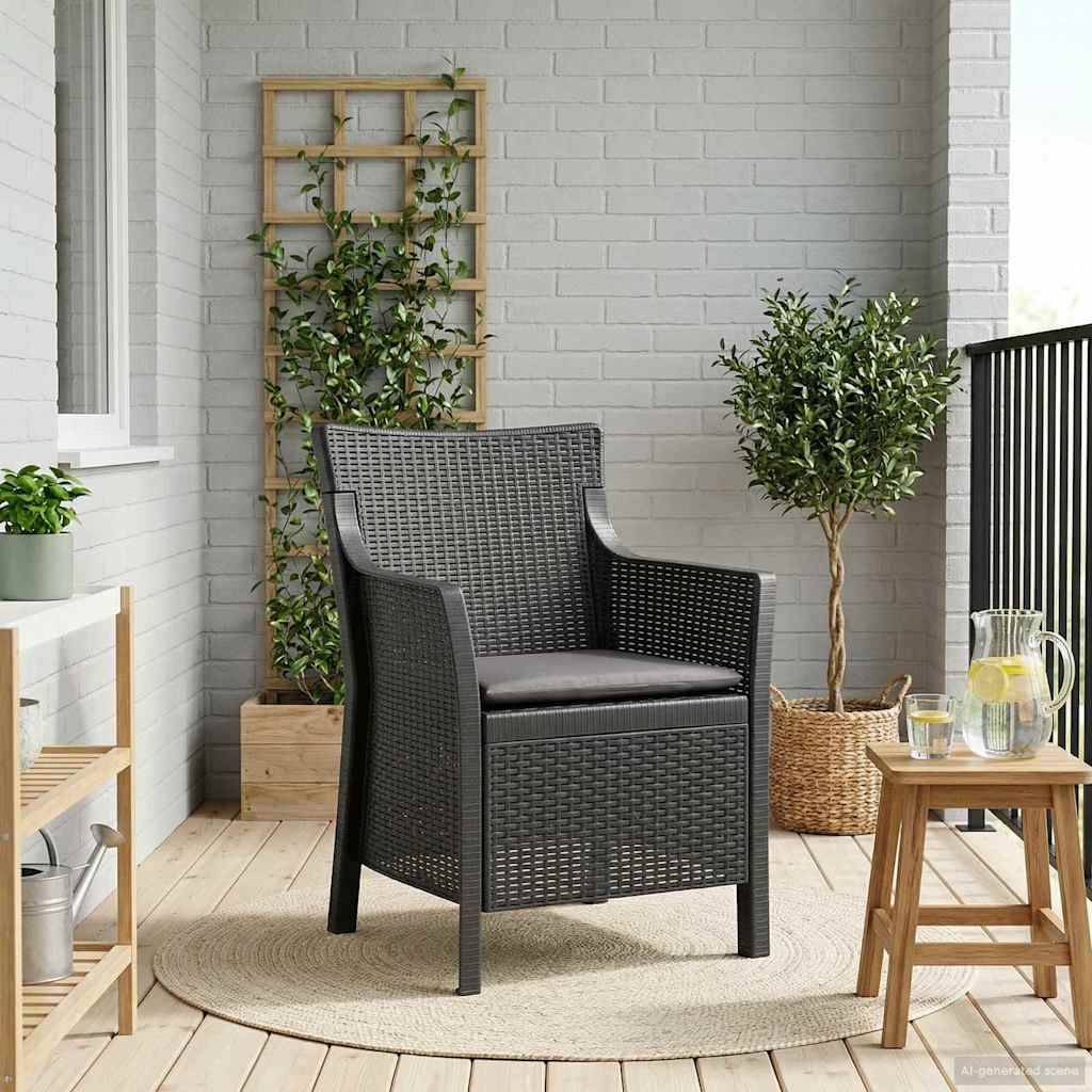 Fauteuil polypropylène anthracite 54 x 55 x 89 cm - PANGIVO