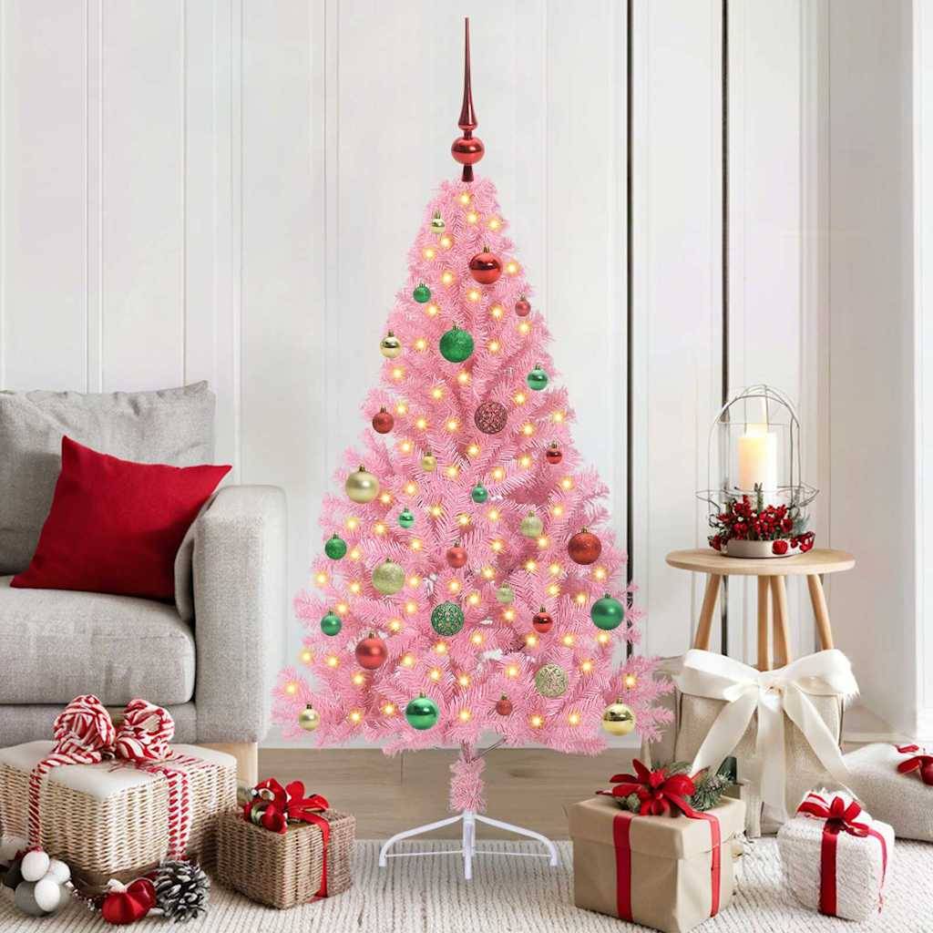 Vidaxl - Sapin de Noël artificiel pré-éclairé Rose 150 cm PVC vidaXL 3397071 - Image 1