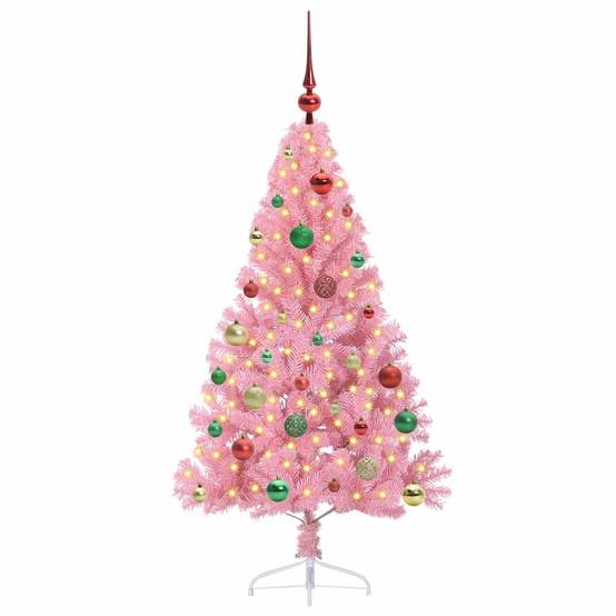 Vidaxl - Sapin de Noël artificiel pré-éclairé Rose 150 cm PVC vidaXL 3397071 - Image 4