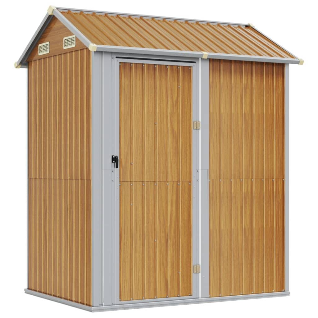 Helloshop26 - Abri de jardin cabane cabanon maison de stockage remise extérieur hangar outils robuste clair 192 x 152,5 x 237 cm acier galvanisé marron - Imagen 1
