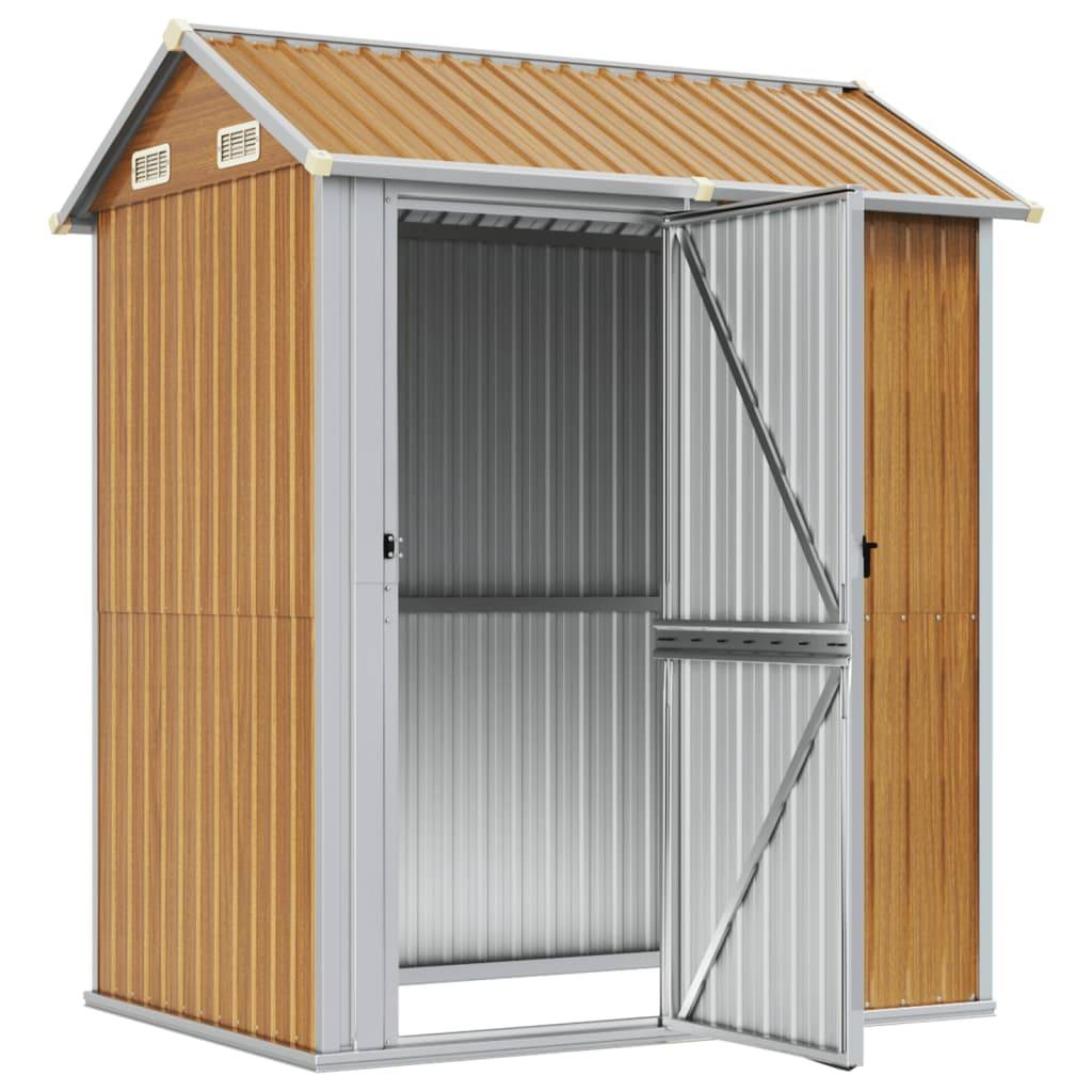 Helloshop26 - Abri de jardin cabane cabanon maison de stockage remise extérieur hangar outils robuste clair 192 x 152,5 x 237 cm acier galvanisé marron - Imagen 2