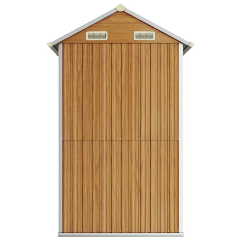 Helloshop26 - Abri de jardin cabane cabanon maison de stockage remise extérieur hangar outils robuste clair 192 x 152,5 x 237 cm acier galvanisé marron - Imagen 4