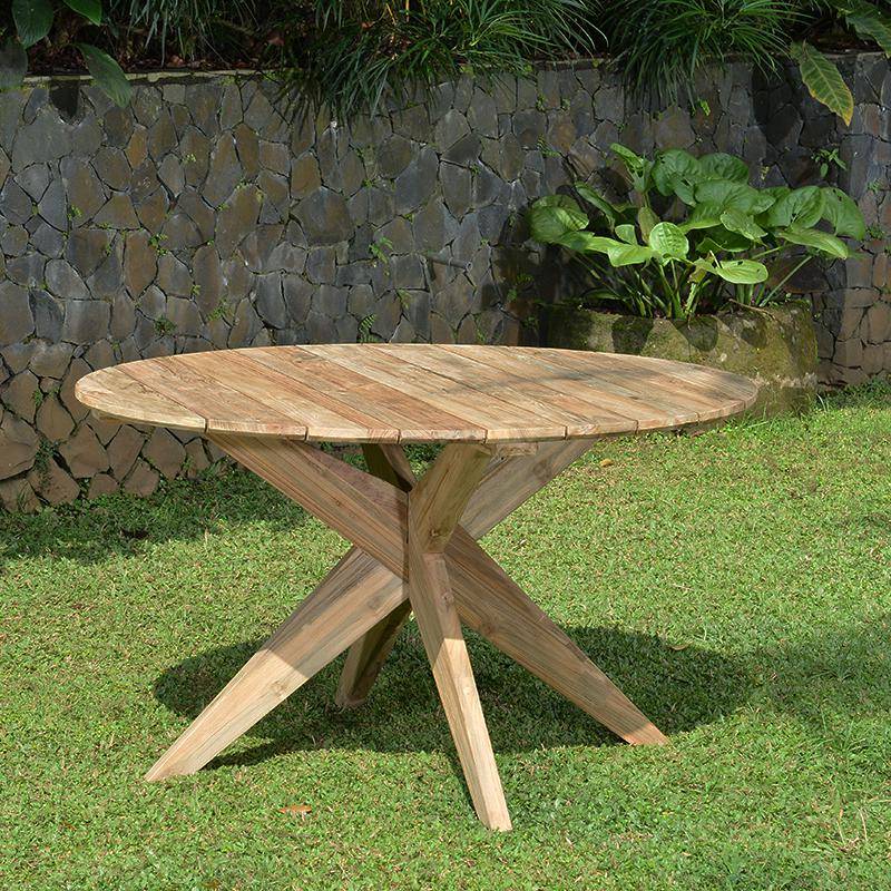 Table ronde en teck recyclé D 135 cm Sakai - Gecko Jardin - Imagen 1