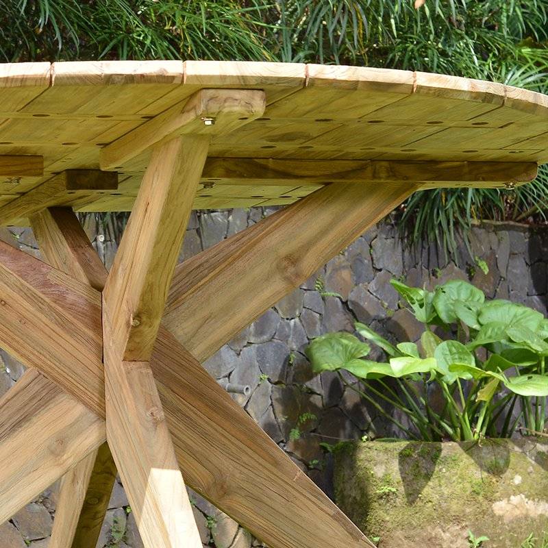 Table ronde en teck recyclé D 135 cm Sakai - Gecko Jardin - Imagen 5