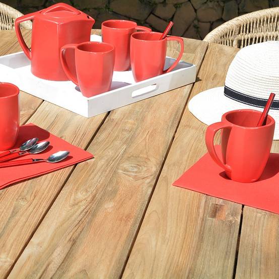 Table ronde en teck recyclé D 135 cm Sakai - Gecko Jardin - Imagen 3