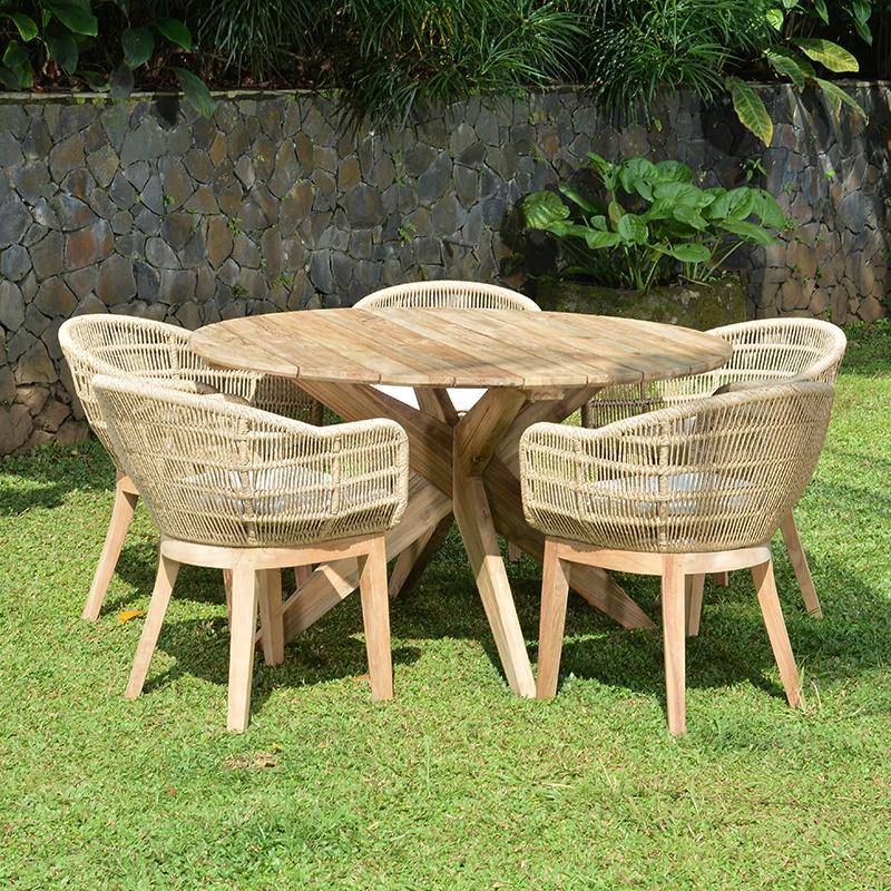 Table ronde en teck recyclé D 135 cm Sakai - Gecko Jardin - Imagen 8