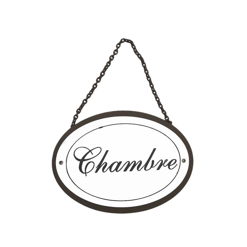 Plaque de porte décorative vintage chambre fer blanc noir 16x11.5cm Chemin de campagne - Imagen 1