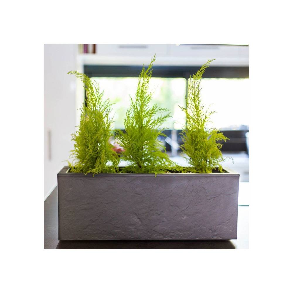 Eda - Balconniere - Eda - Volcania Up - 25 L - Intérieur/extérieur - Décor Pierre - 59 X 19,5 X 22,8 Cm - Gris Anthracite - Image 4