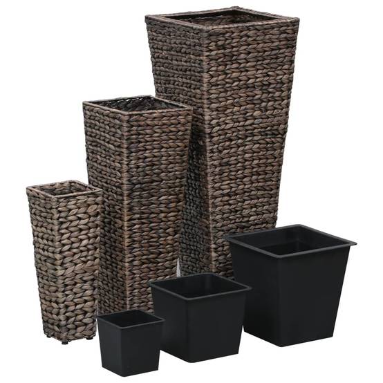 Jardinière | Lits surélevés 3 pcs Jacinthe d'eau Marron foncé - Image 1