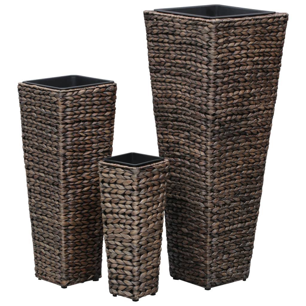 Jardinière | Lits surélevés 3 pcs Jacinthe d'eau Marron foncé - Image 3