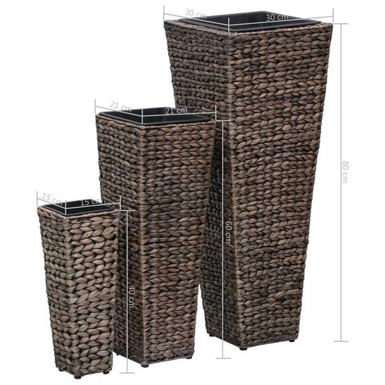 Jardinière | Lits surélevés 3 pcs Jacinthe d'eau Marron foncé - Image 7