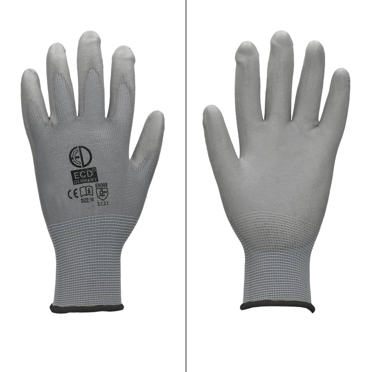 Ecd-Germany - 240 Paires de Gants de Travail en PU - Taille 10-XL - Couleur Gris - Élastique - Protection Usages Multiples - pour Mécanicien - Imagen 2