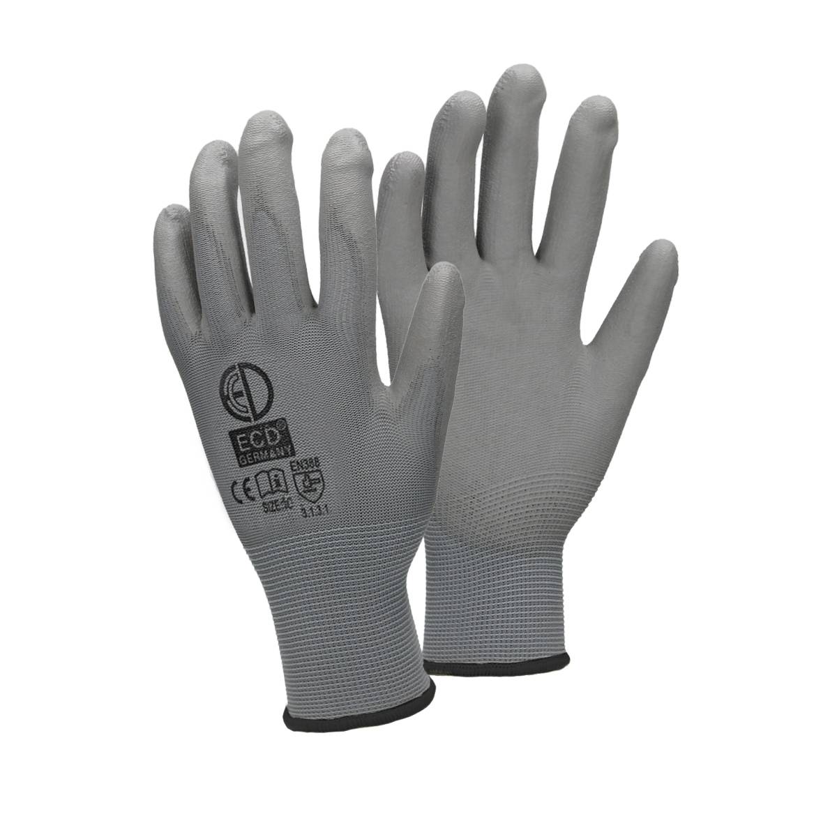 Ecd-Germany - 240 Paires de Gants de Travail en PU - Taille 10-XL - Couleur Gris - Élastique - Protection Usages Multiples - pour Mécanicien - Imagen 1