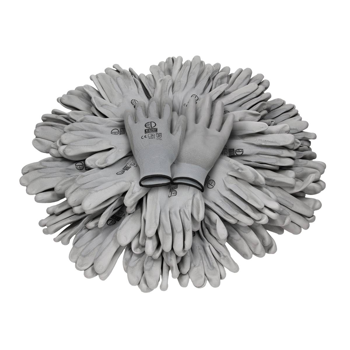 Ecd-Germany - 240 Paires de Gants de Travail en PU - Taille 10-XL - Couleur Gris - Élastique - Protection Usages Multiples - pour Mécanicien - Imagen 4
