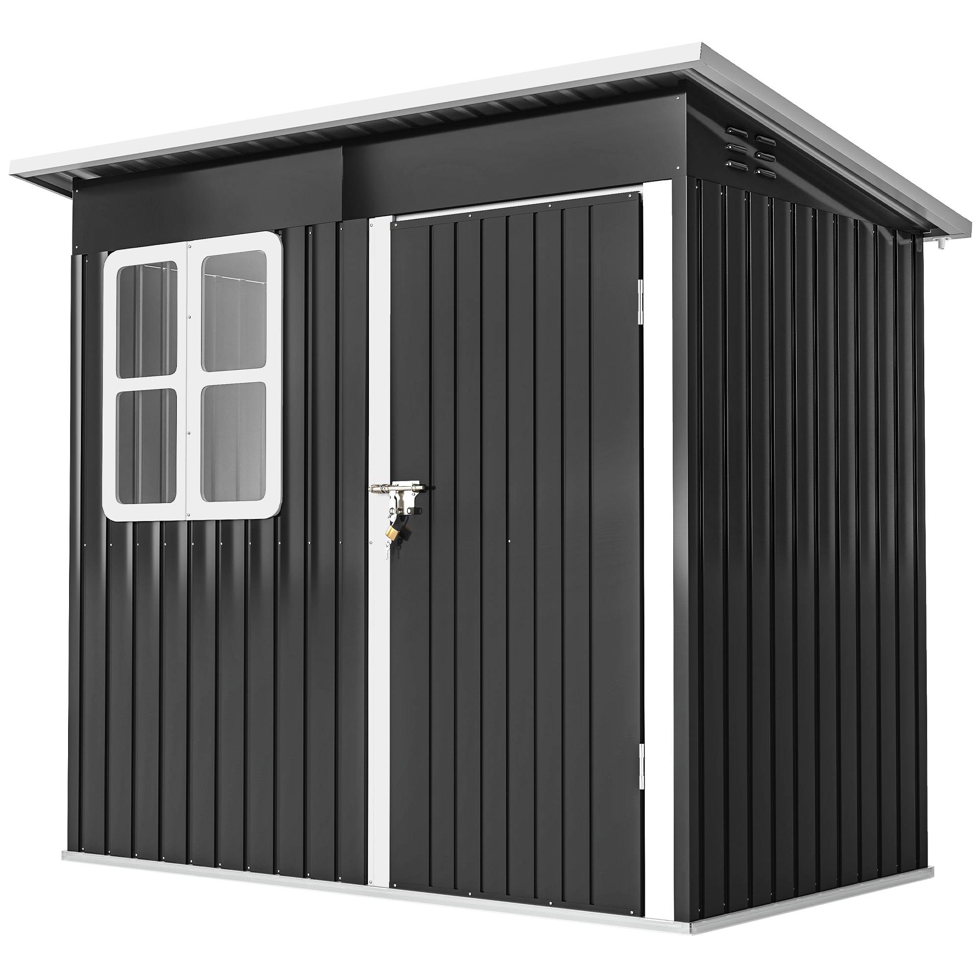 Abri jardin avec fenêtre porte verrouillable jardin terrasse acier 221Lx133Lx190Hcm gris - Image 2