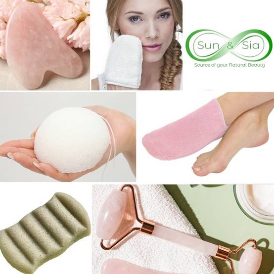 Pack Beauté Soin du Visage - Roller Visage + Gua Sha Quartz Rose + Éponges Konjac + Autres Accessoires Beauté & Bien-être - Image 1