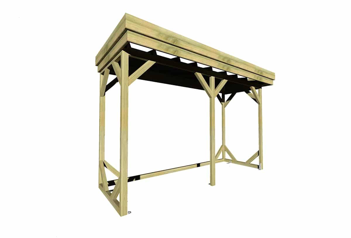 Sans Marque - ABRI Bûches en Bois - 4,1m2 - 3,15x1,31m - Pin Sylvestre traité Autoclave - Surface Int : 2,8m2 / 4 stères / Abri Français - Imagen 1
