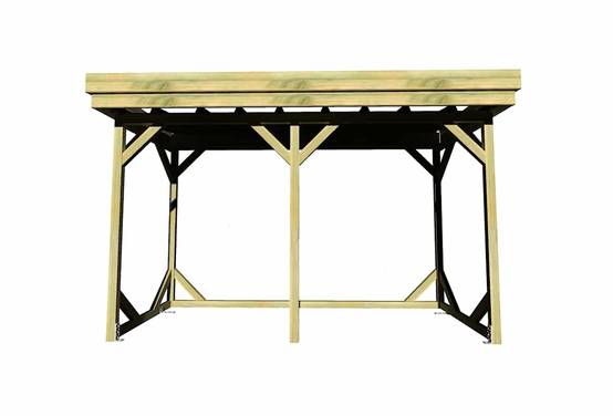 Sans Marque - ABRI Bûches en Bois - 4,1m2 - 3,15x1,31m - Pin Sylvestre traité Autoclave - Surface Int : 2,8m2 / 4 stères / Abri Français - Image 2