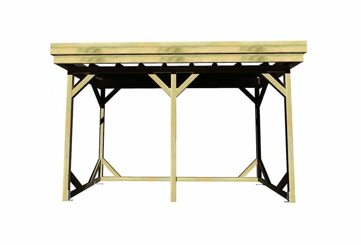 Sans Marque - ABRI Bûches en Bois - 4,1m2 - 3,15x1,31m - Pin Sylvestre traité Autoclave - Surface Int : 2,8m2 / 4 stères / Abri Français - Imagen 2