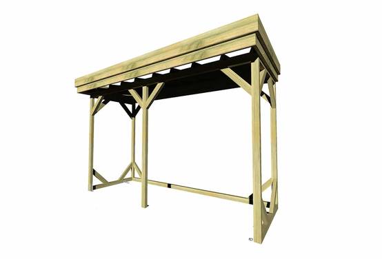 Sans Marque - ABRI Bûches en Bois - 4,1m2 - 3,15x1,31m - Pin Sylvestre traité Autoclave - Surface Int : 2,8m2 / 4 stères / Abri Français - Image 3