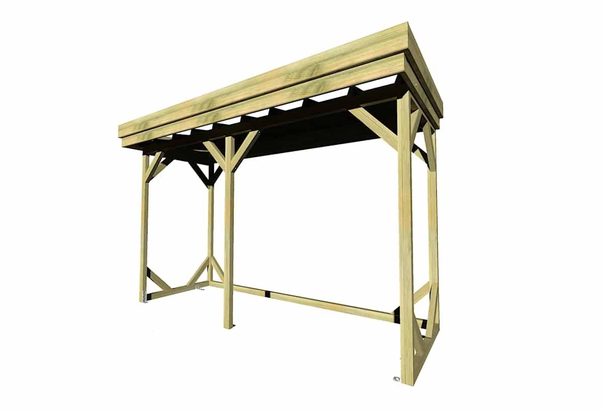 Sans Marque - ABRI Bûches en Bois - 4,1m2 - 3,15x1,31m - Pin Sylvestre traité Autoclave - Surface Int : 2,8m2 / 4 stères / Abri Français - Imagen 3