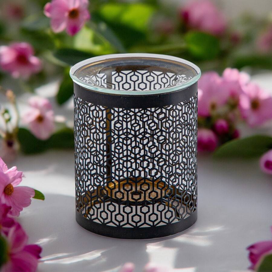 Brûle-Parfum Le Parfait en métal Élégant avec Motif Symétrique- Intérieur moderne embaumé -50 ml - H 10,5cm – Zen'Arôme