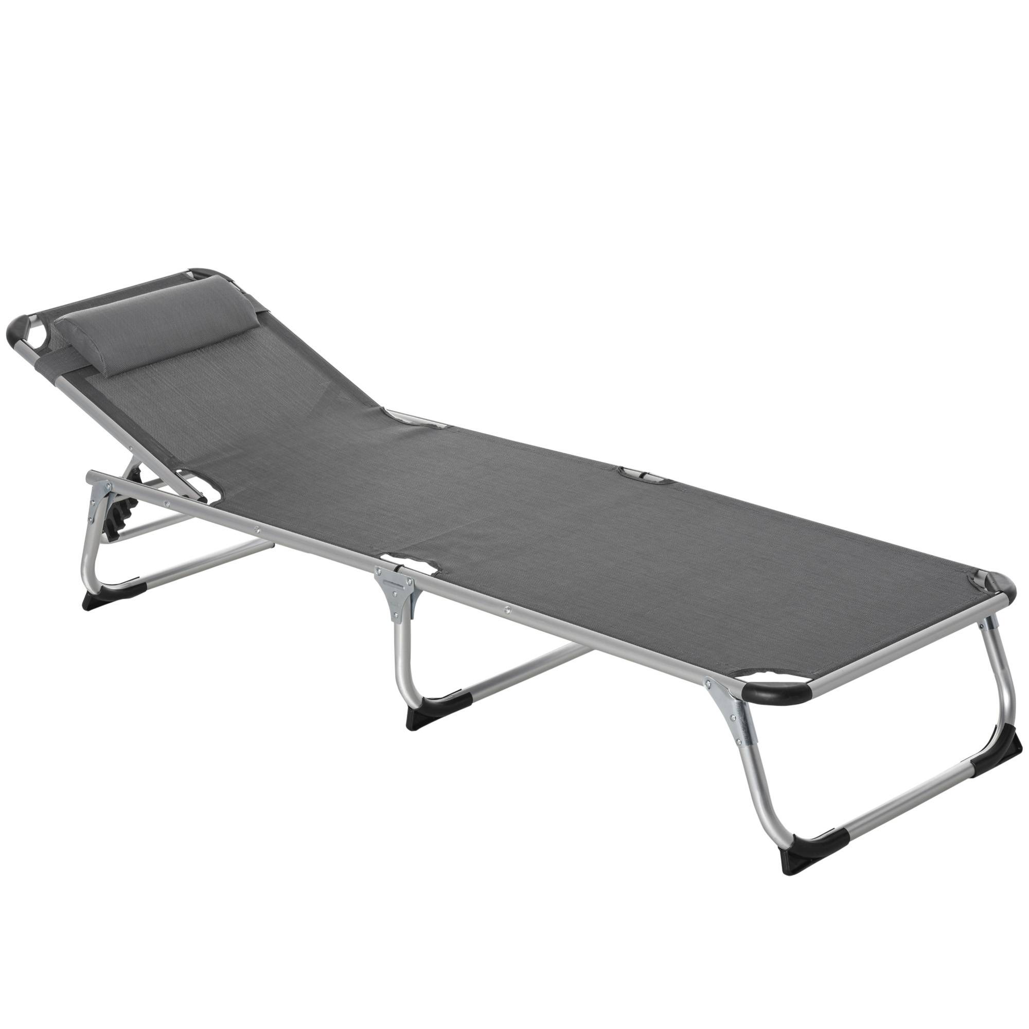 Bain de soleil pliant en aluminium pour jardin et terrasse dossier inclinable gris - ComfortXL Outdoor Living - Image 2