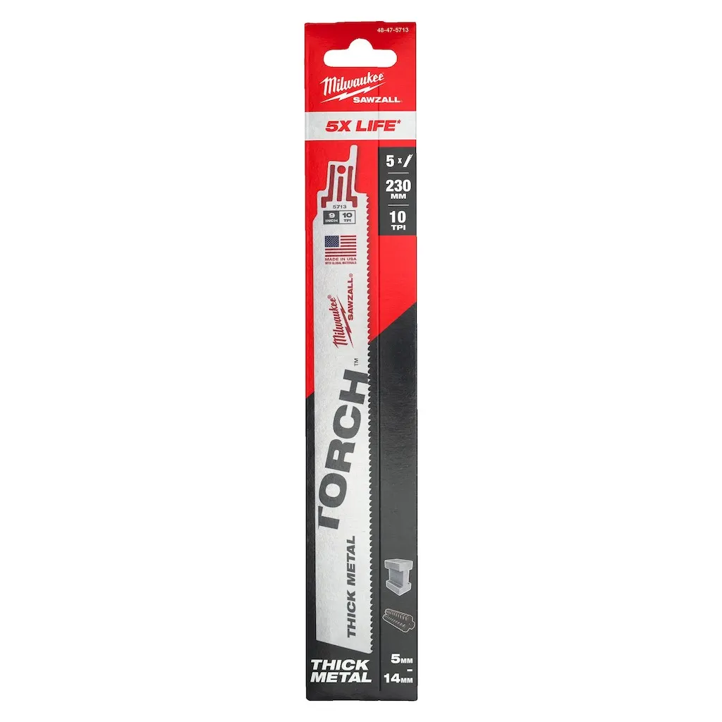 Lame scie sabre TORCH 230 mm x 10 TPI - 5 pièces - MILWAUKEE - 48475713 - Image 2