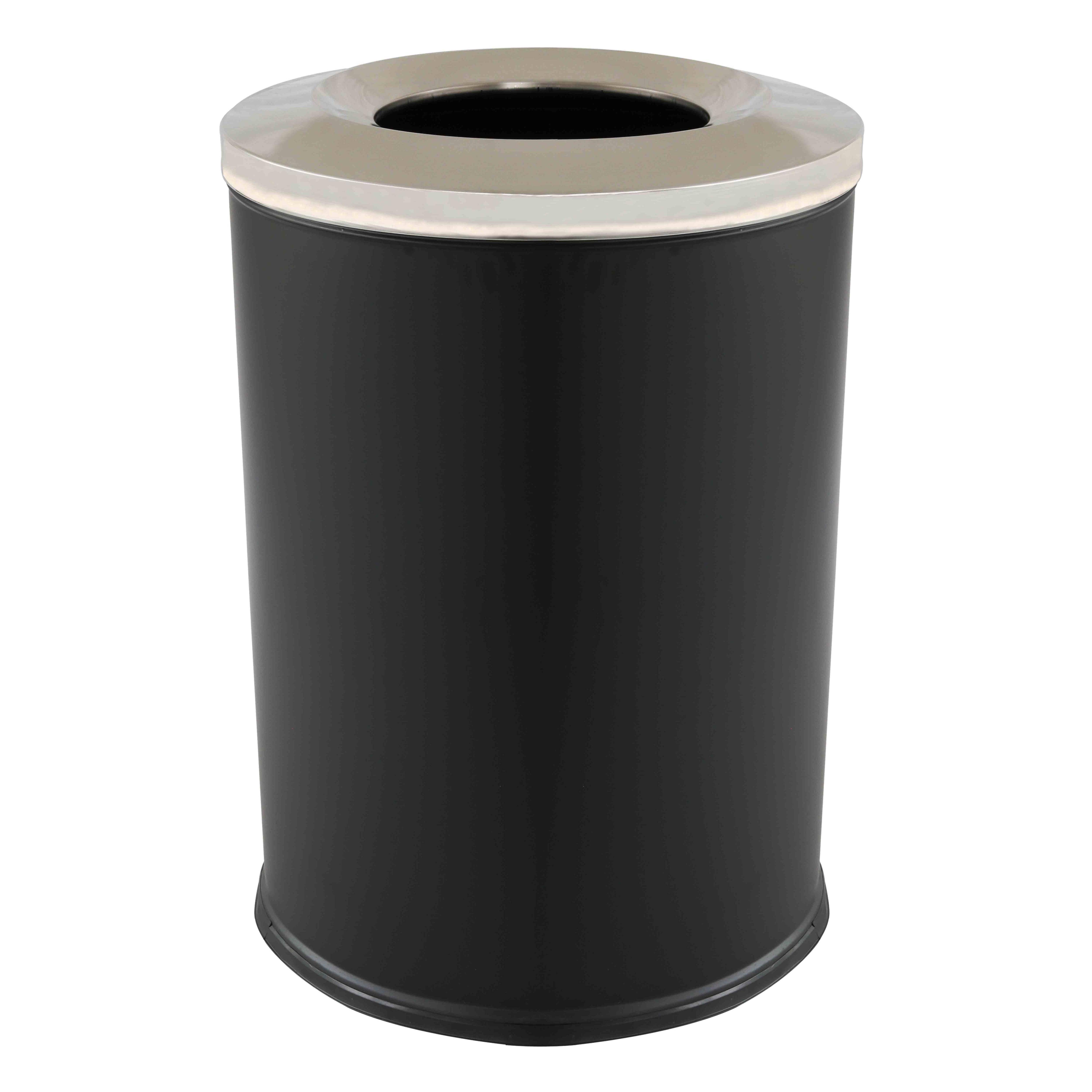 Oviala - Poubelle ronde en acier noir mat 240 L  - Oviala - Imagen 1