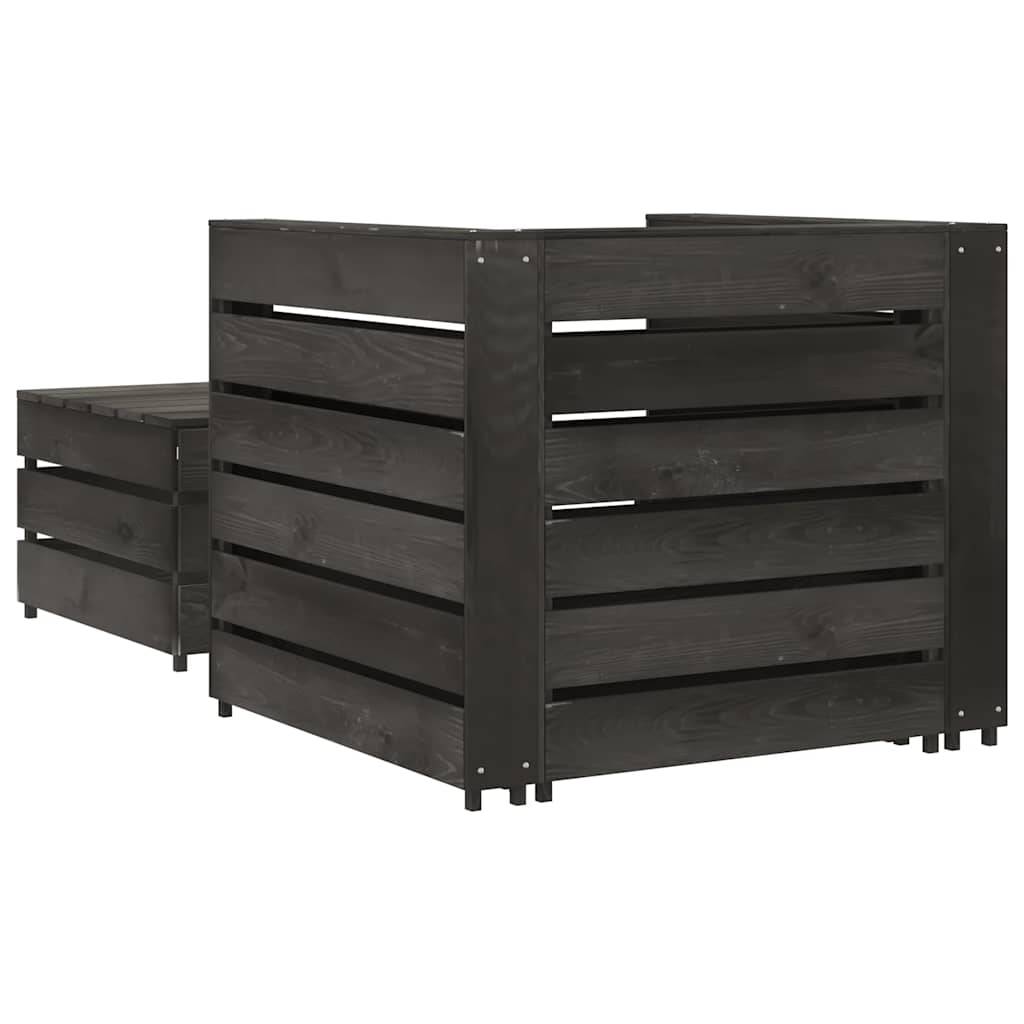 Salon de jardin palette 2 pcs | Mobilier d'extérieur Bois de pin imprégné de gris Maison Chic - Image 5
