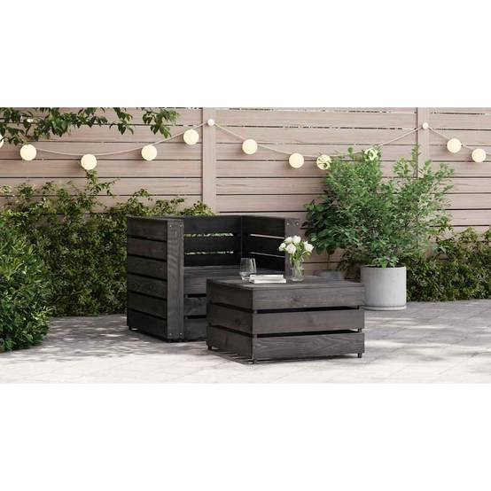 Salon de jardin palette 2 pcs | Mobilier d'extérieur Bois de pin imprégné de gris Maison Chic - Image 1