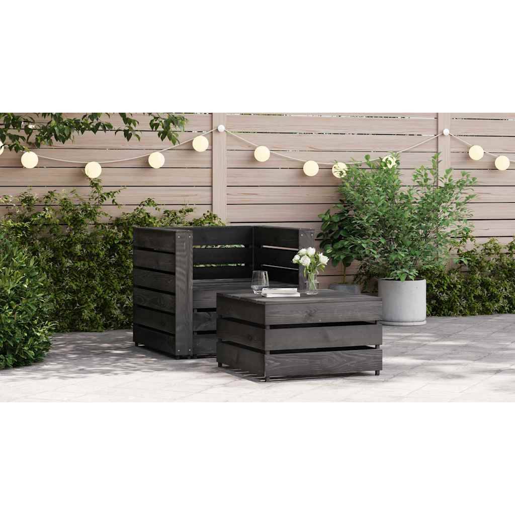 Salon de jardin palette 2 pcs | Mobilier d'extérieur Bois de pin imprégné de gris Maison Chic