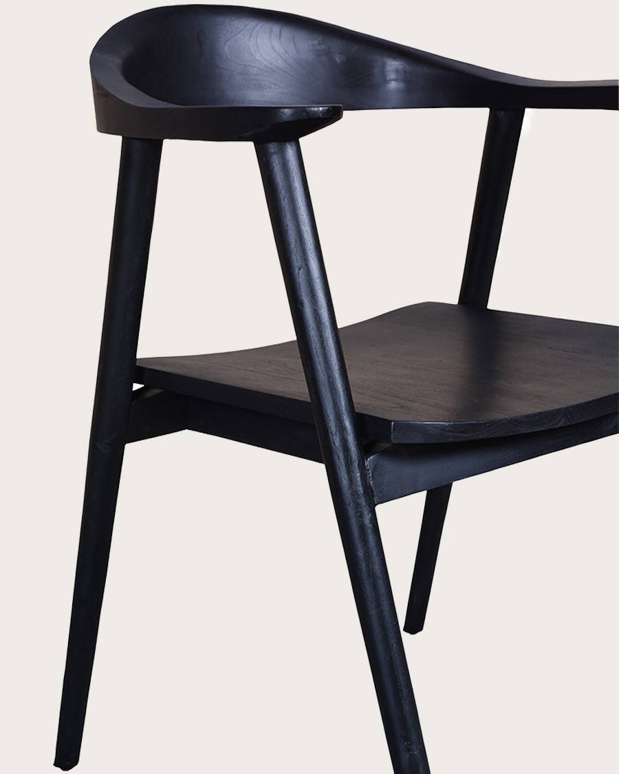 Dewi - Lot de 2 Chaise Dewi en teck massif noir - UNIQKA - Imagen 9