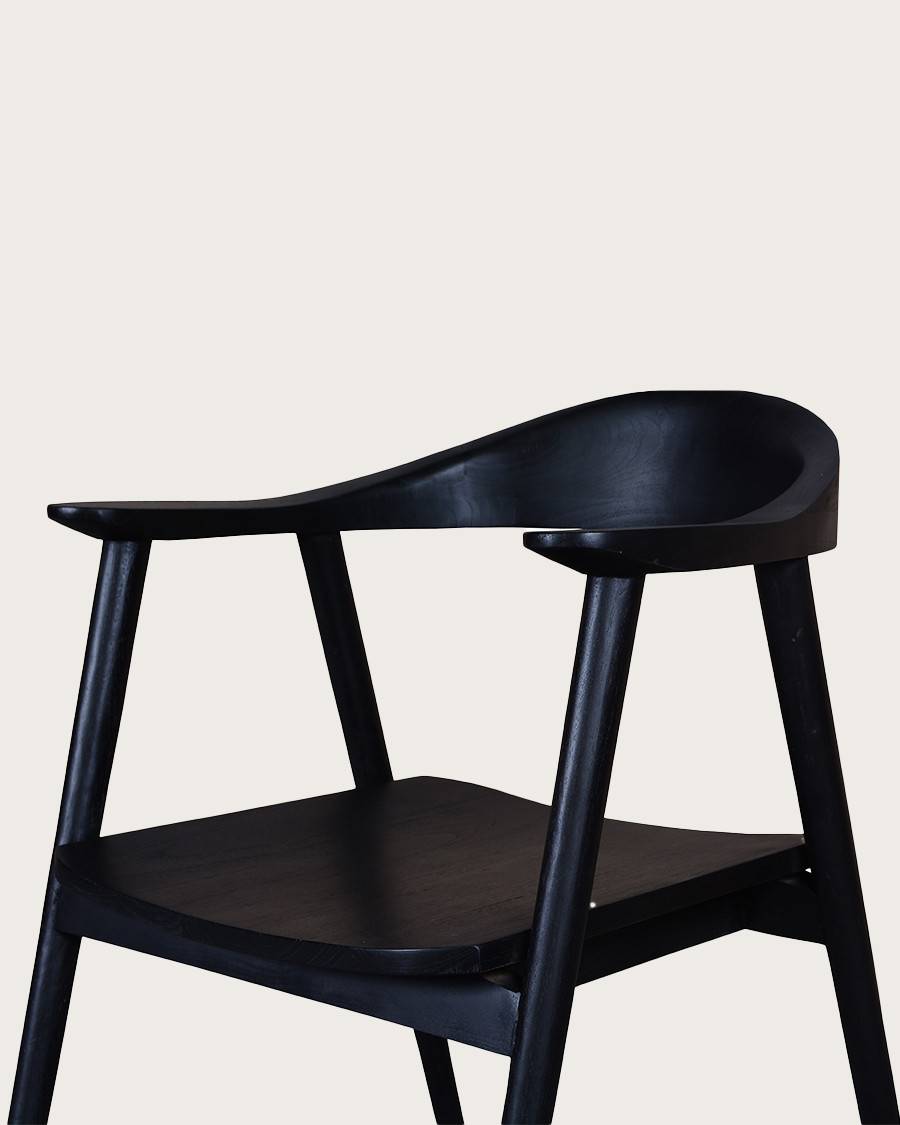 Dewi - Lot de 2 Chaise Dewi en teck massif noir - UNIQKA - Imagen 5