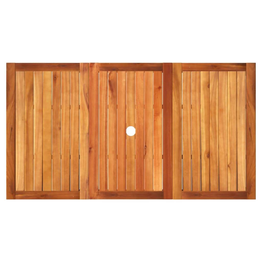 Grande Table de Jardin Rectangulaire 140cm 6 Personnes en Résine Tressée Noire et Bois d'Acacia – ComfortXL Outdoor Living - Image 6