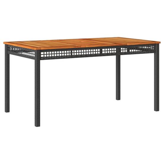 Grande Table de Jardin Rectangulaire 140cm 6 Personnes en Résine Tressée Noire et Bois d'Acacia – ComfortXL Outdoor Living - Image 2