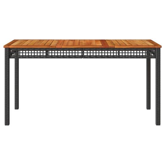 Grande Table de Jardin Rectangulaire 140cm 6 Personnes en Résine Tressée Noire et Bois d'Acacia – ComfortXL Outdoor Living - Image 4