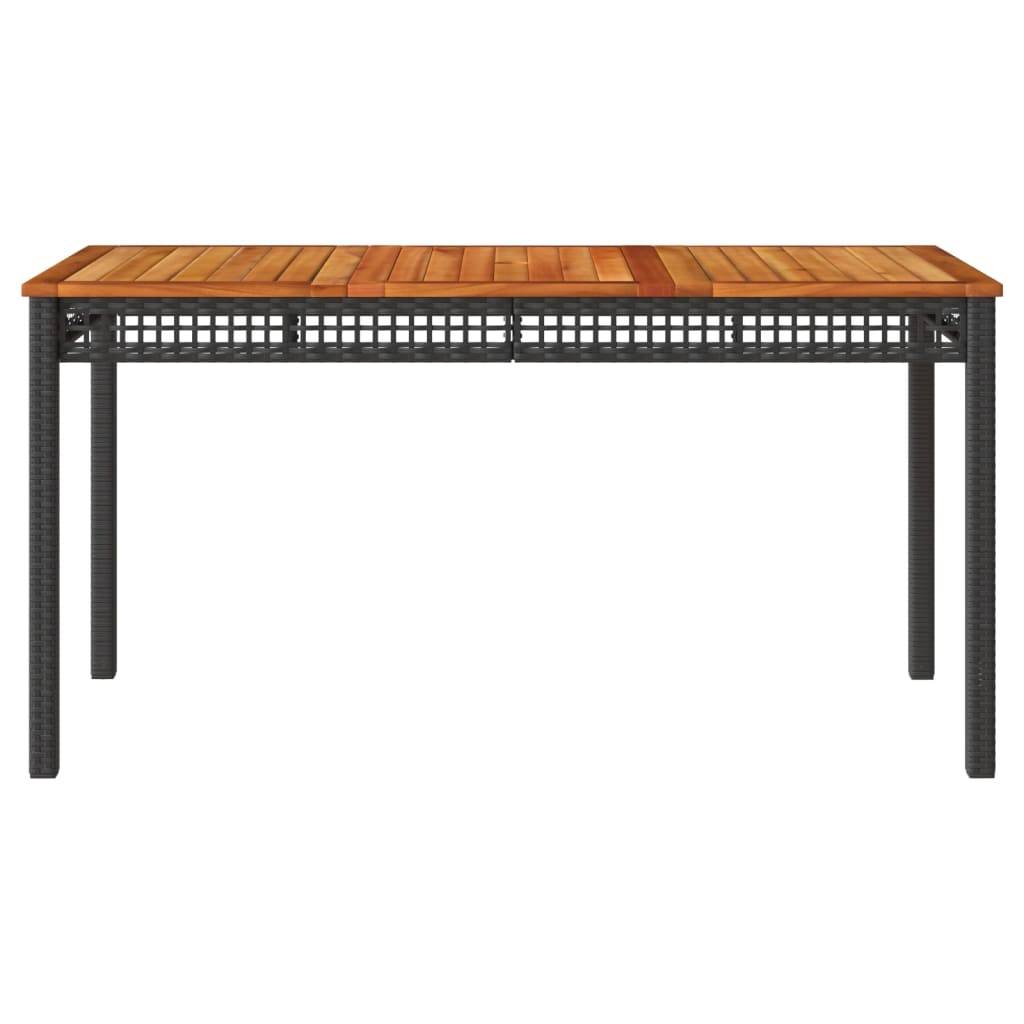 Grande Table de Jardin Rectangulaire 140cm 6 Personnes en Résine Tressée Noire et Bois d'Acacia – ComfortXL Outdoor Living - Image 4