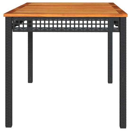 Grande Table de Jardin Rectangulaire 140cm 6 Personnes en Résine Tressée Noire et Bois d'Acacia – ComfortXL Outdoor Living - Image 5
