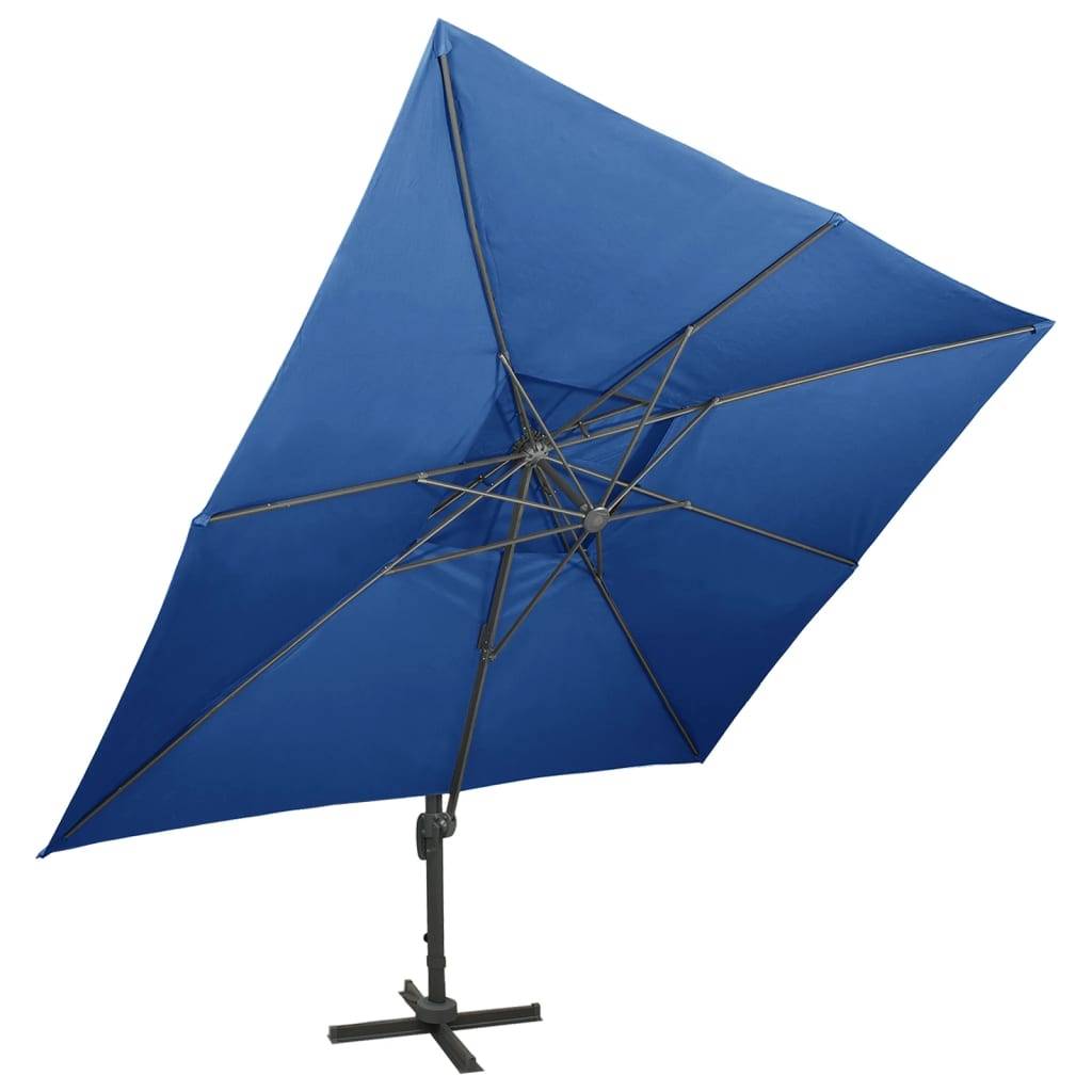 Helloshop26 - Parasol déporté à double toit 400 x 300 cm bleu - Imagen 2