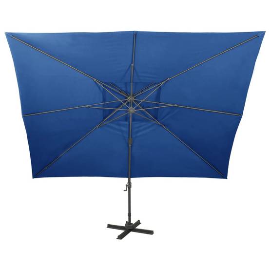 Helloshop26 - Parasol déporté à double toit 400 x 300 cm bleu - Imagen 3
