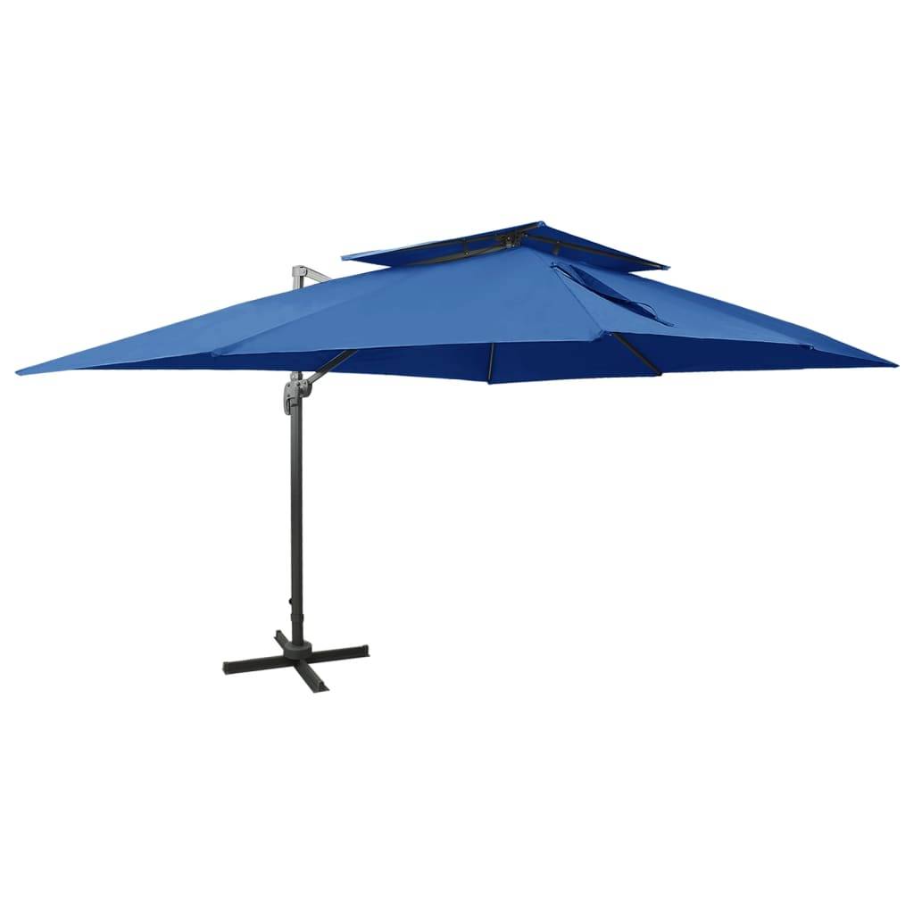 Helloshop26 - Parasol déporté à double toit 400 x 300 cm bleu - Imagen 1