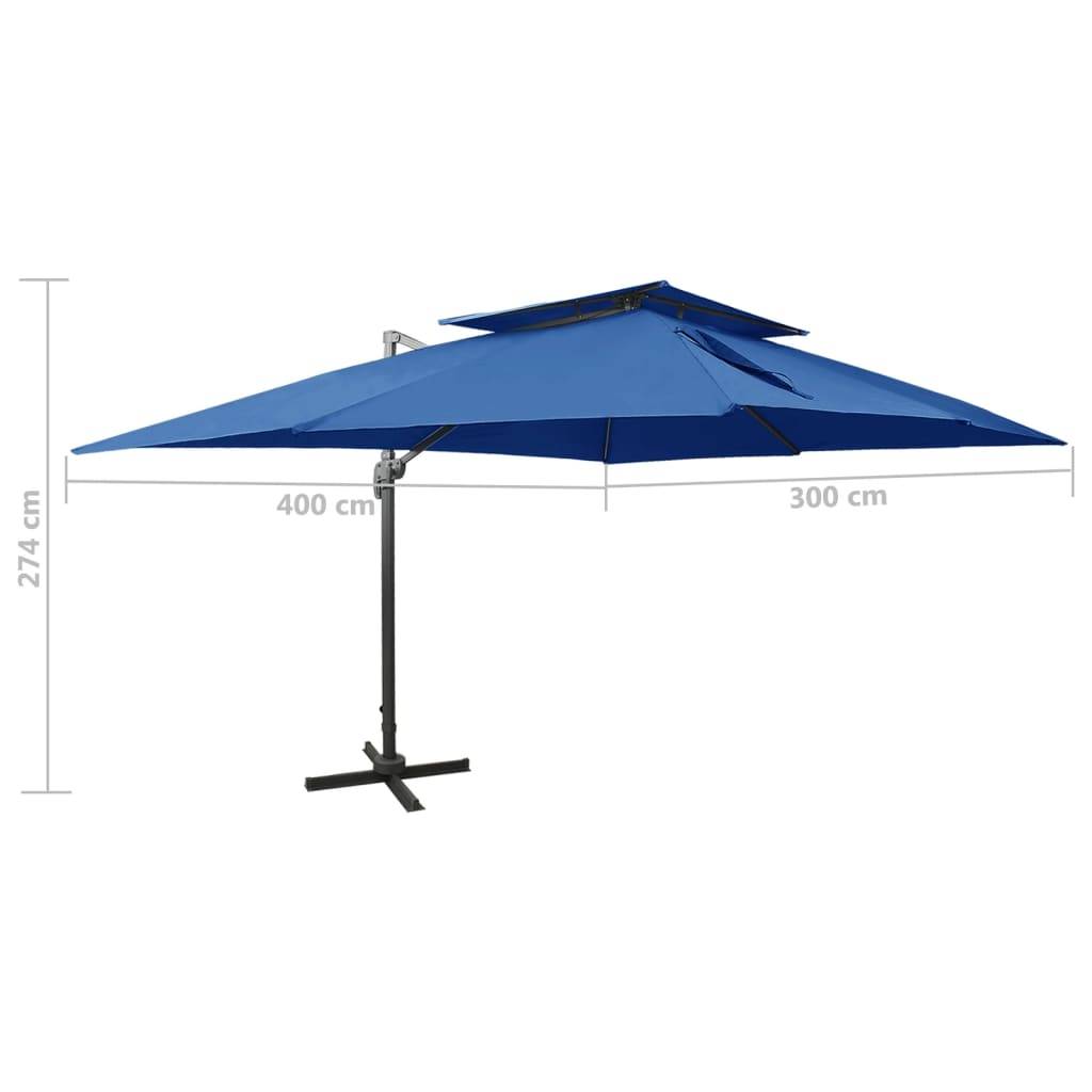 Helloshop26 - Parasol déporté à double toit 400 x 300 cm bleu - Imagen 8