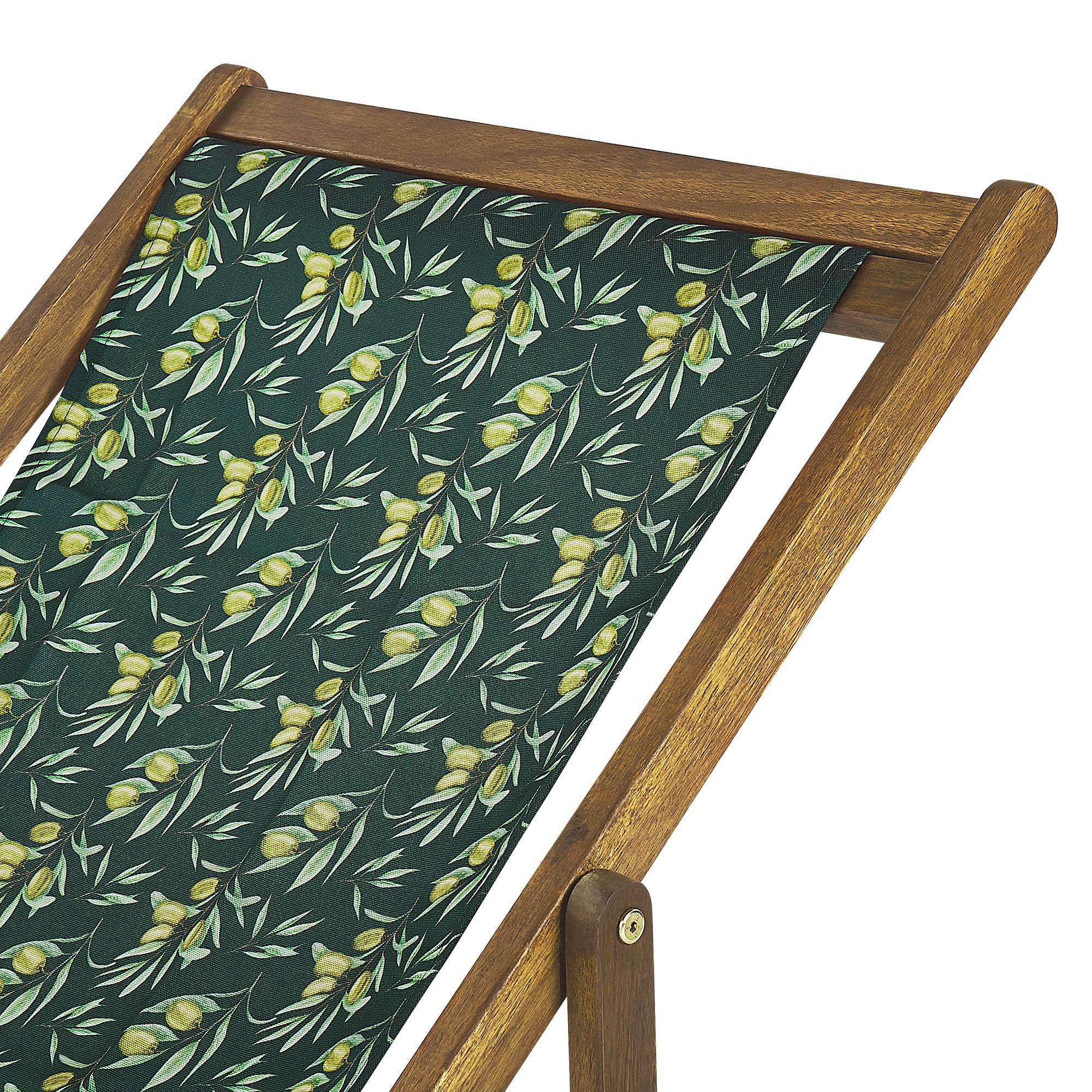 Beliani - 2 Transats Chiliennes Pliantes et Réglables en Bois d'Acacia Clair et Textile Motif Olives avec Toiles de Remplacement - Imagen 5