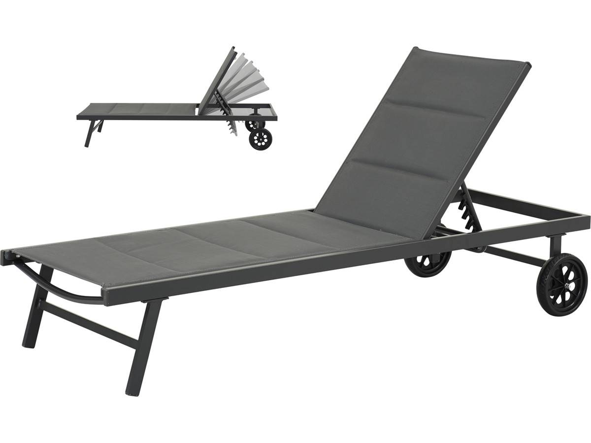 Habitat Et Jardin - Bain De Soleil Textilène Matelassé Et Aluminium "bella" - Phoenix - Gris Foncé -habitat Et Jardin - Imagen 1