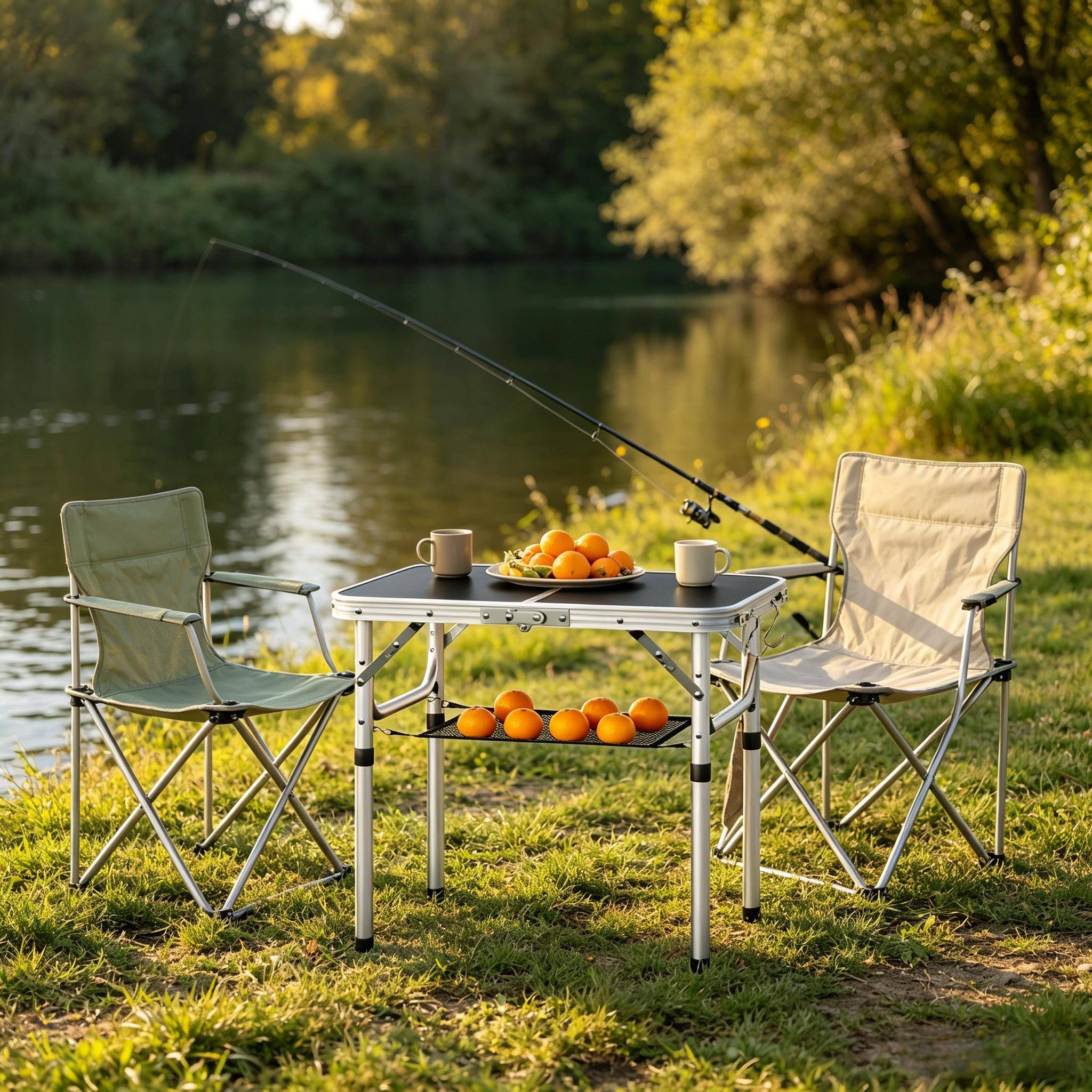Table de camping pliante Aluminium pour jardin et plage Hauteur réglable 60x40cm Noir - ComfortXL Outdoor Living - Image 2