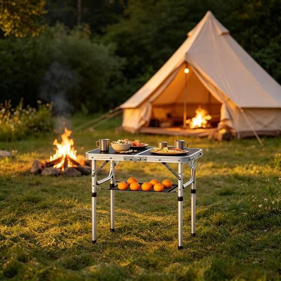 Table de camping pliante Aluminium pour jardin et plage Hauteur réglable 60x40cm Noir - ComfortXL Outdoor Living - Image 3